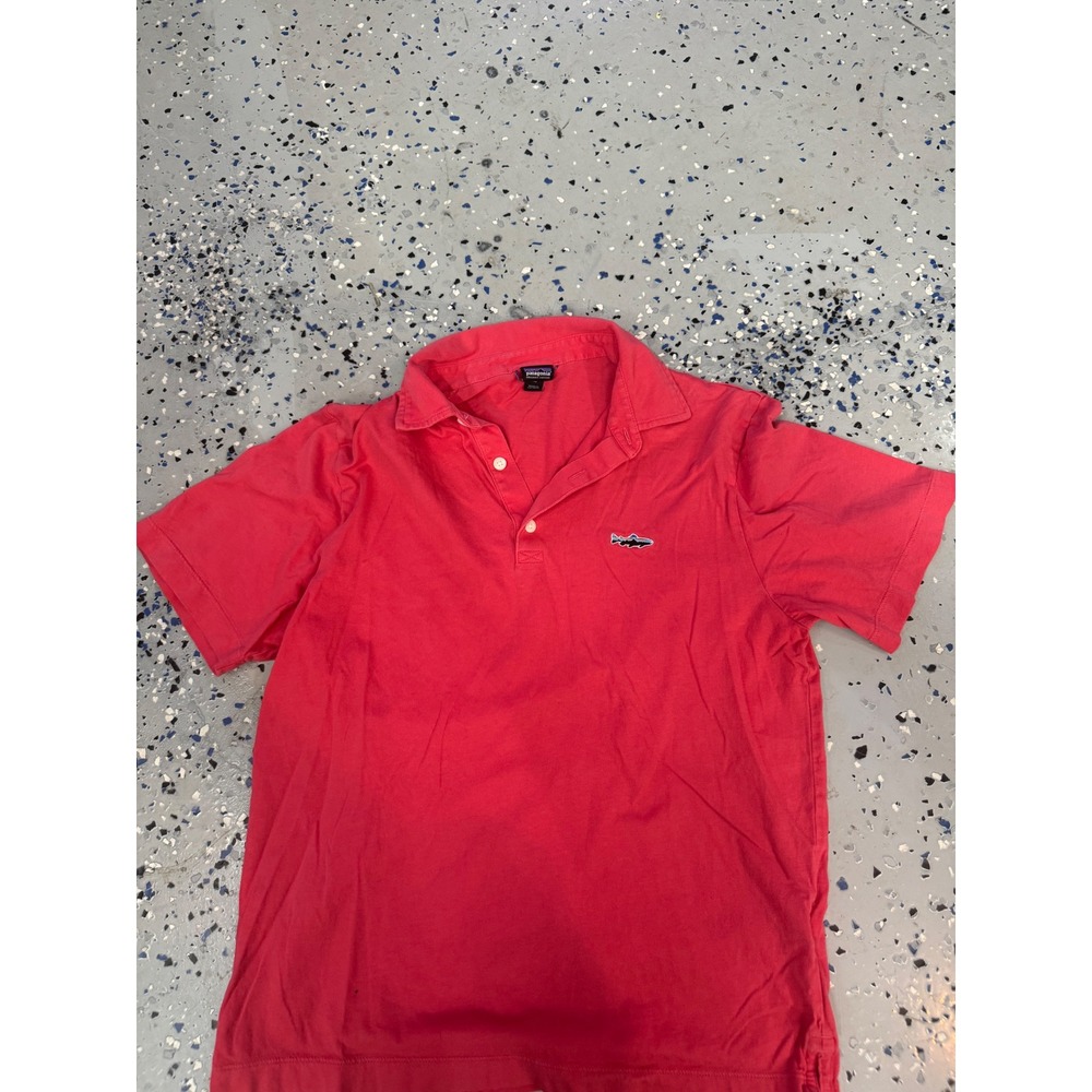 Patagonia Organic Cotton Pique‎ Polo Shirt Embroidered Logo Salmon XS